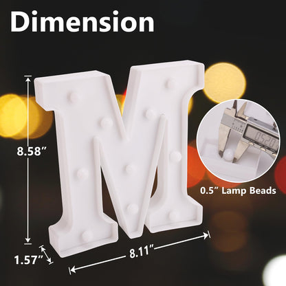 TRONSBOO LED Marquee Sign Light Up Letters, Alphabet Light Up Sign, Battery Powered LED Letter Lights for Night Light, Wedding, Birthday, Party, Christmas or Home Decor (M)