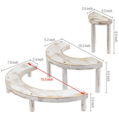 MyGift 3 Tier Wooden Display Riser Stand, Cupcake Stand & Perfume Organizer, Rustic Whitewashed Tiered Display Shelf for Desserts, Nail Polish, Makeup, Plants & Collectibles