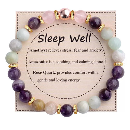 SAMPOW Healing Stone Bracelet for Women, Healing Stones Yoga Bead Bracelets Calming Stretch Bracelet Anxiety Relief Stress Relief Gifts
