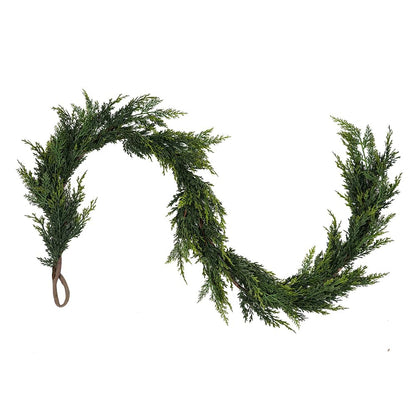 Christmas Cedar Garland,1Pcs 6ft Real Touch Cedar Pine Garland for Mantle Fireplace Outdoor Indoor Christmas Decorations