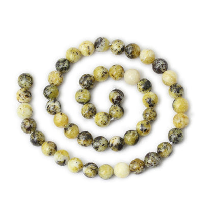 CHEAVIAN 45PCS 8mm Natural Yellow Turquoise Gemstone Round Loose Beads Stone Beads for Jewelry Making DIY Materials 1 Strand 15"