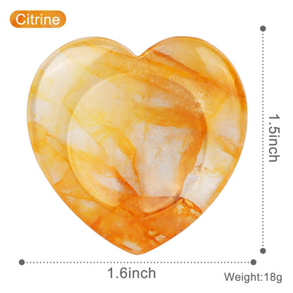 LEADGEM Citrine Heart Worry Stone Citrine Crystals Heart Shaped Thumb Stone Palm Love Citrine Gemstone Stones with Gifts Box 1.7”