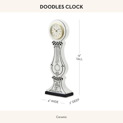 MACKENZIE-CHILDS Doodles Desk Clock, Decorative Tabletop Clock for Home or Office
