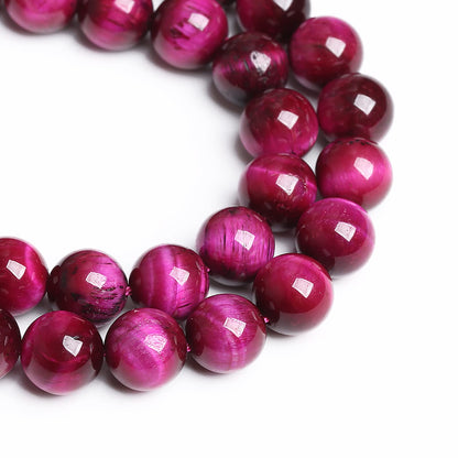 8mm 45PCS Natural Rose Pink Tiger Eye Stone Beads Crystal Spacer Round Loose Beads for Jewelry Making DIY Bracelet Accessories Strand 15 inches