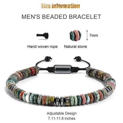 VIBILIA Healing Crystal Bracelets Beaded Bracelets for Men Women Dragon BloodStone Natural Stone Adjustable Bracelets Unique Gifts for Father Son Grandfather Brother Friend