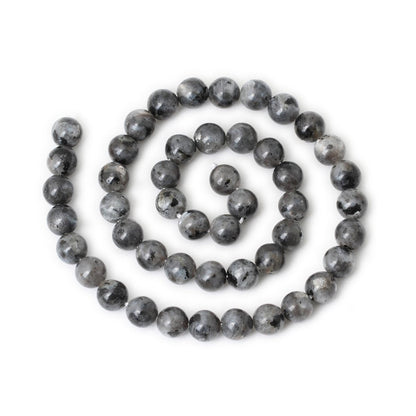 CHEAVIAN 45PCS 8mm Natural Black Labradorite Gemstone Round Loose Beads Crystal Energy Stone for DIY Jewelry Making 1 Strand 15"