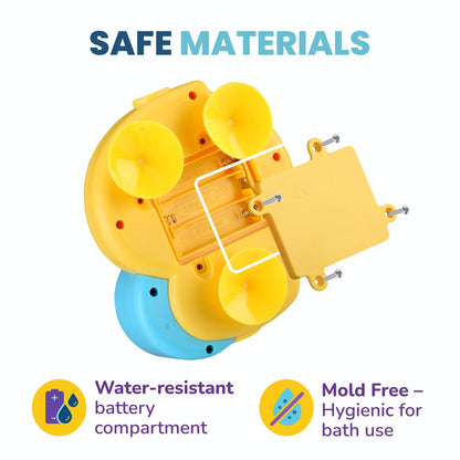 Yellow Duck Water Spray Suction Cup Toddler Bath Toy for Boys and Girls - 18+ Months and Up - Features Waterproof Recycling Water Pump with Multi-Spray Modes for Bathtime Water Play in Bathtub