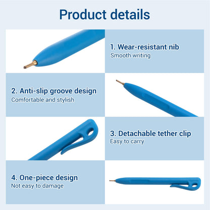 Tenceur 50 Pcs Metal Detectable Pens Standard Blue Ink Pen with Pocket Clip Lanyard Attachment Metal Retractable Ballpoint Bulk for Office Food Production Workshop Writing(Integrated Design)