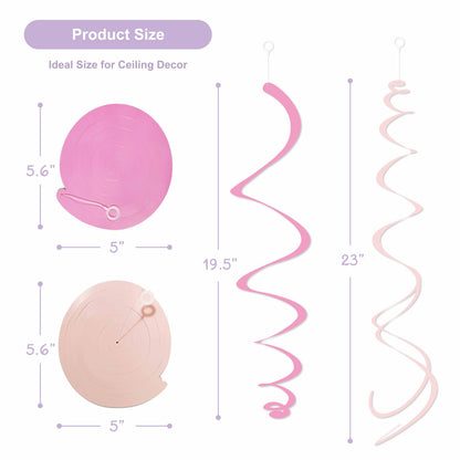 HonuGoGo 48PCS Pastel Paper Swirl Decorations Hanging Ceiling Streamers for Birthday, Spring, Bridal, Gender Reveal, Wedding, or Everyday Party Decor