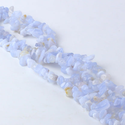 31 inches Chip Stone Loose Gemstones Beads Drilled Strand for Jewelry Making (Blue Lace)