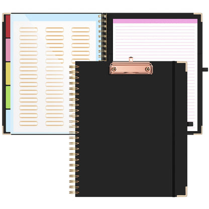 EYROZILL Clipboard with Storage, Clipboards for Letter Size, Clip Board with 5 Folders and 10 Pockets, Spiral Cute Clipboard for Office School Nursing, 8.5'' x 11'' (Black, Letter Size)