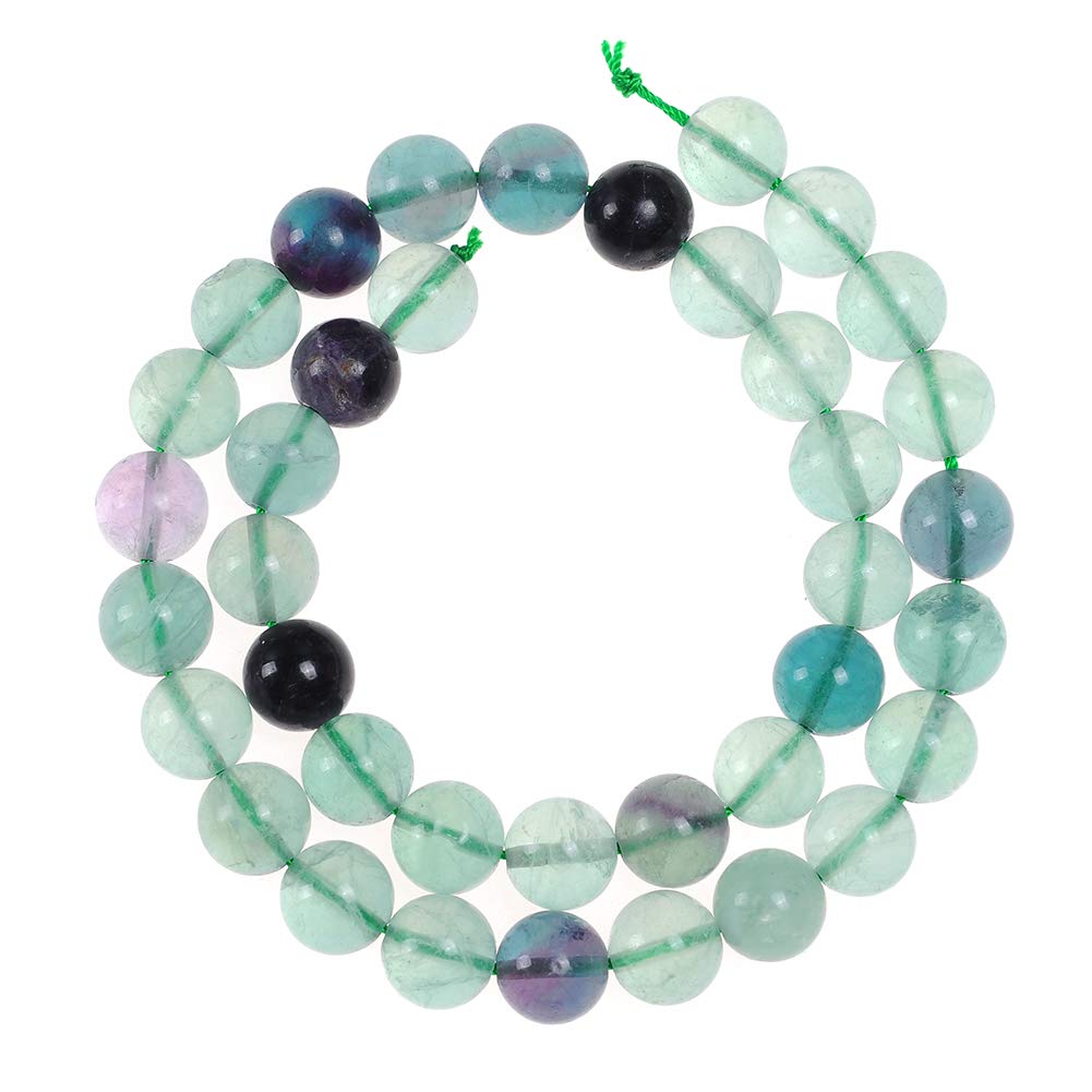 10mm Natural Fluorite Gemstone Round Loose Beads Crystal Stone Bracelet Necklace Accessories Crafts for Jewelry Making DIY,1 Strand 15"