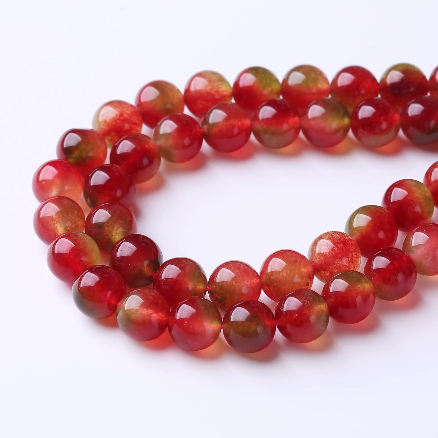 32PCS 10MM Mixed Double Chalcedony Stone Beads Energy Healing Beads for DIY Jewelry Bracelet Necklace Making for Jewelry Making 15Inch