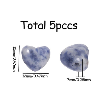 Yochus 5pcs Obsidian Natural Heart Stone Beads，12mm Healing Energy Gemstone for Jewelry Making Earring Necklace DIY