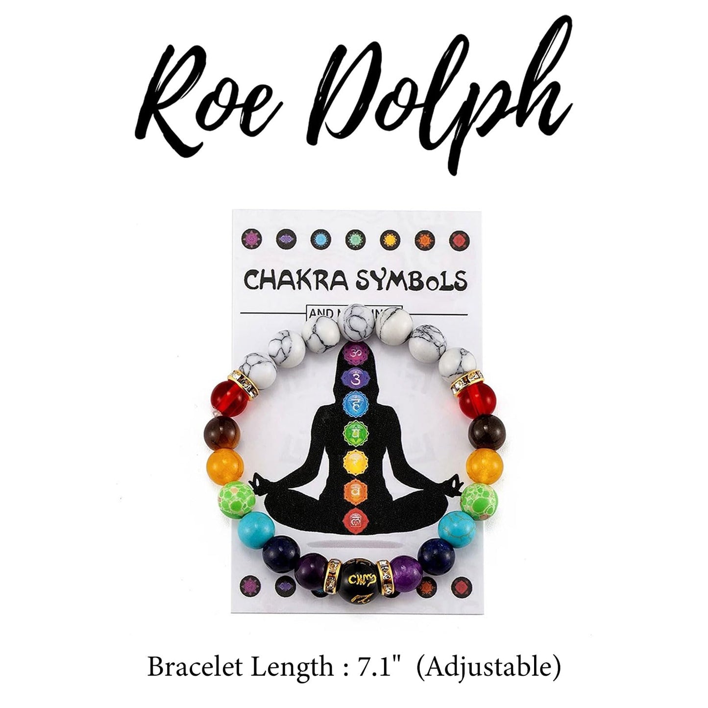 Roe Dolph Chakra Bracelets 7 Chakra Bracelet Gifts Crystals and Healing Stones Jewelry Colorful Beaded Bracelets for Women with a Meaningful Card