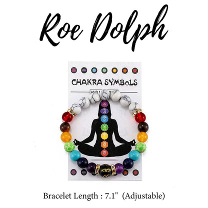 Roe Dolph Chakra Bracelets 7 Chakra Bracelet Gifts Crystals and Healing Stones Jewelry Colorful Beaded Bracelets for Women with a Meaningful Card