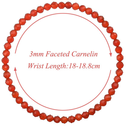 MASSIVE BEADS Natural Genuine Gemstone Beads Healing Crystal Chakra Reiki Jewelry Faceted Round Beads Bracelets (Carnelian, 3mm)