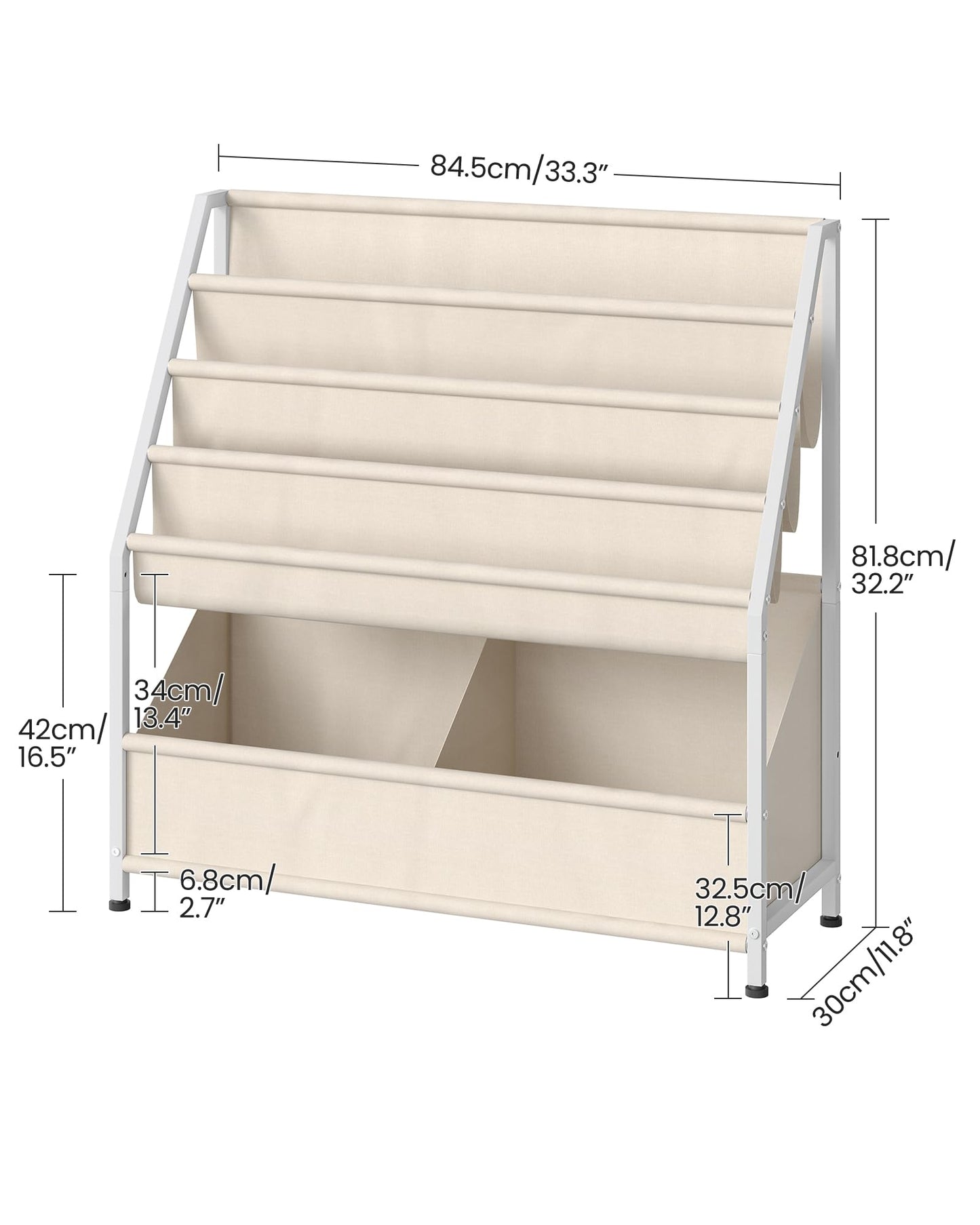 CHOEZON Kids Bookshelf, 4-Tier Bookshelf for Kids, Large Capacity Book and Toy Storage Organizer, Toddler Book Shelf for Kids Room, Nursery, Playroom, Beige TCW09WM