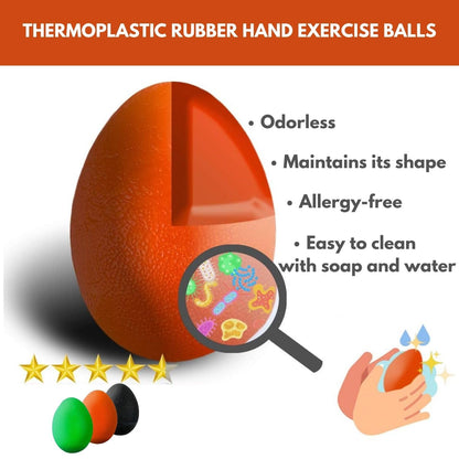 The Friendly Swede Stress Balls for Adults — 3 Squeeze Balls for Hand Therapy, Stress Relief & Hand Strength - Exercise for Grip Strength with 3 Resistance Levels - Egg-Shaped & Skin-Safe