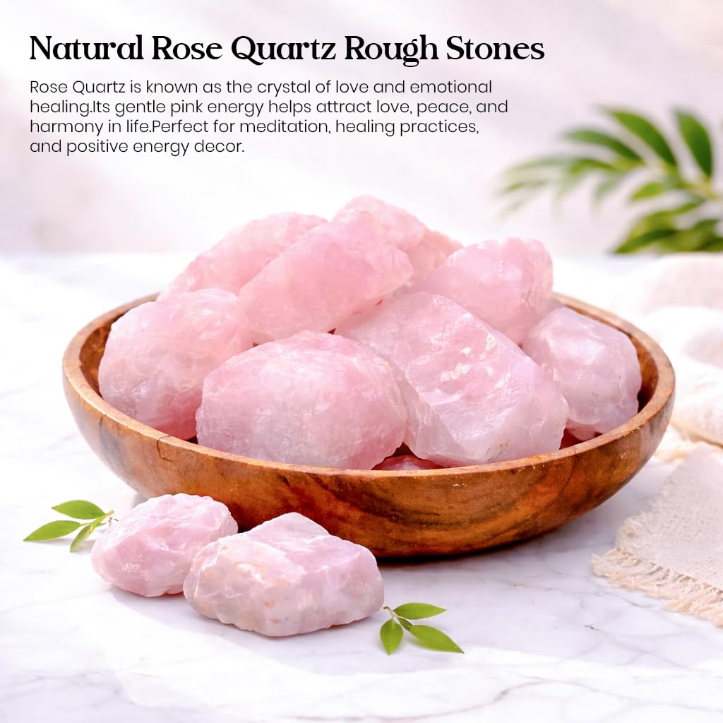 "650+ Carats, 3 Pc Rose Quartz Rock Rough Stone 2540 mm Raw Crystals Rock Crystals and Healing Stones Rough Gemstones Rock Collection for Beginners Used as Crystal Therapy, Meditation, Reiki"