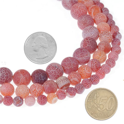 10mm Natural Orange Frosted Agate Gemstone Round Loose Beads Crystal Stone Bracelet Necklace Accessories Crafts for Jewelry Making DIY,1 Strand 15"