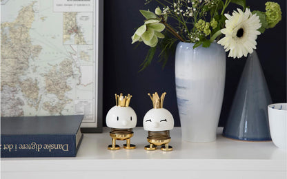 Hoptimist Princess Bimble, Home Decor Ornament - Scandinavian Design, Plastic W/Metal Spring, Small - Monarchy Collection Ideal Gifts for Any Occasion- (White)