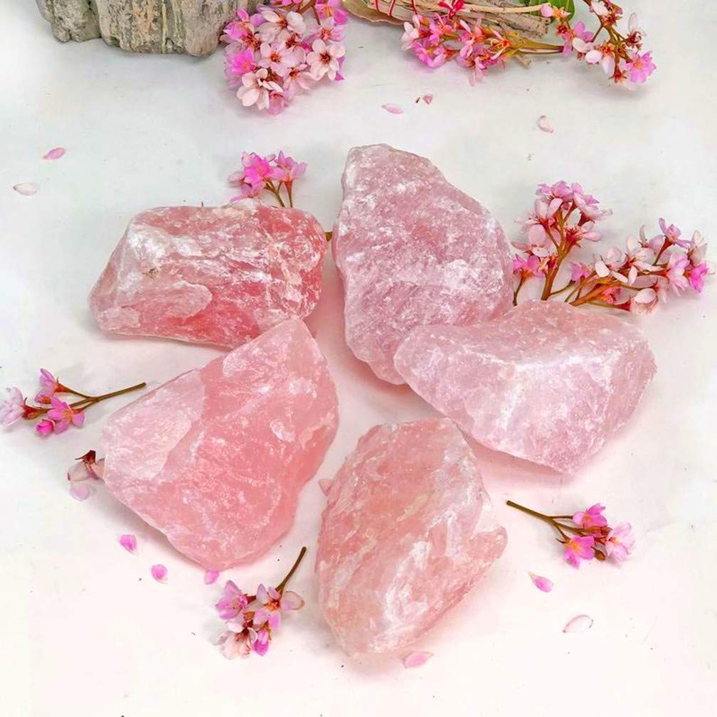 Zenkeeper 1Lb Natural Raw Rose Crystal Large Rose Quartz Stone Rough Gemstones Fountain Bulk Rocks for Tumbling, Cabbing, Polishing, Wire Wrapping, Wicca & Reiki Crystal Healing