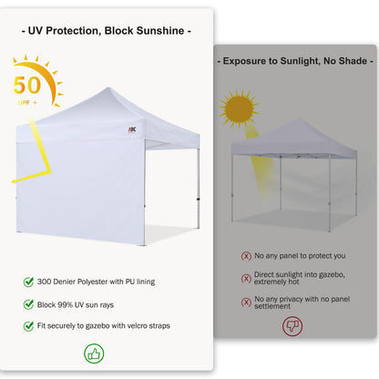 ABCCANOPY Instant Canopy SunWall 10x20 FT, 1 Pack Sidewall Only, No Frame or Top, White