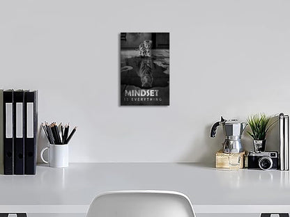 Inspirational Canvas Prints Cat Tiger Wall Art Mindset Pictures Motivational Quotes Animal Poster for Office Decor Framed Ready to Hang 20x30inches