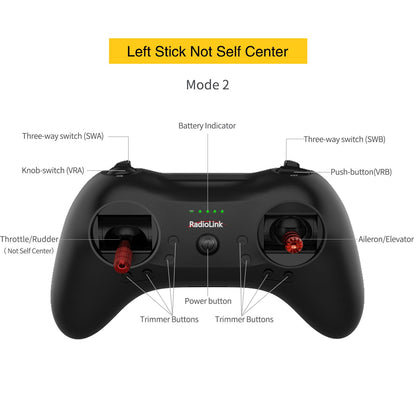 Radiolink T8S 8 Channels 2.4G RC Pocket Size Transmitter and Receiver R8EF RX, Radio Remote Controller, Built-in Rechargeable 1S Battery for Quad Drone/Airplane/Car/Boat/Robot and More (M2 Left Hand)