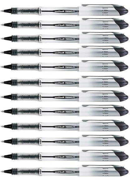 Advantage Gifts Vision Elite Rollerball Pens, Bold Point (0.8mm), Black Ink, 12 Count, Bundle with Plastic Reusable Pouch