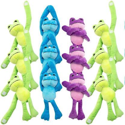 Fun Express Plush Long Arm Stuffed Frogs - Toys - 12 Pieces