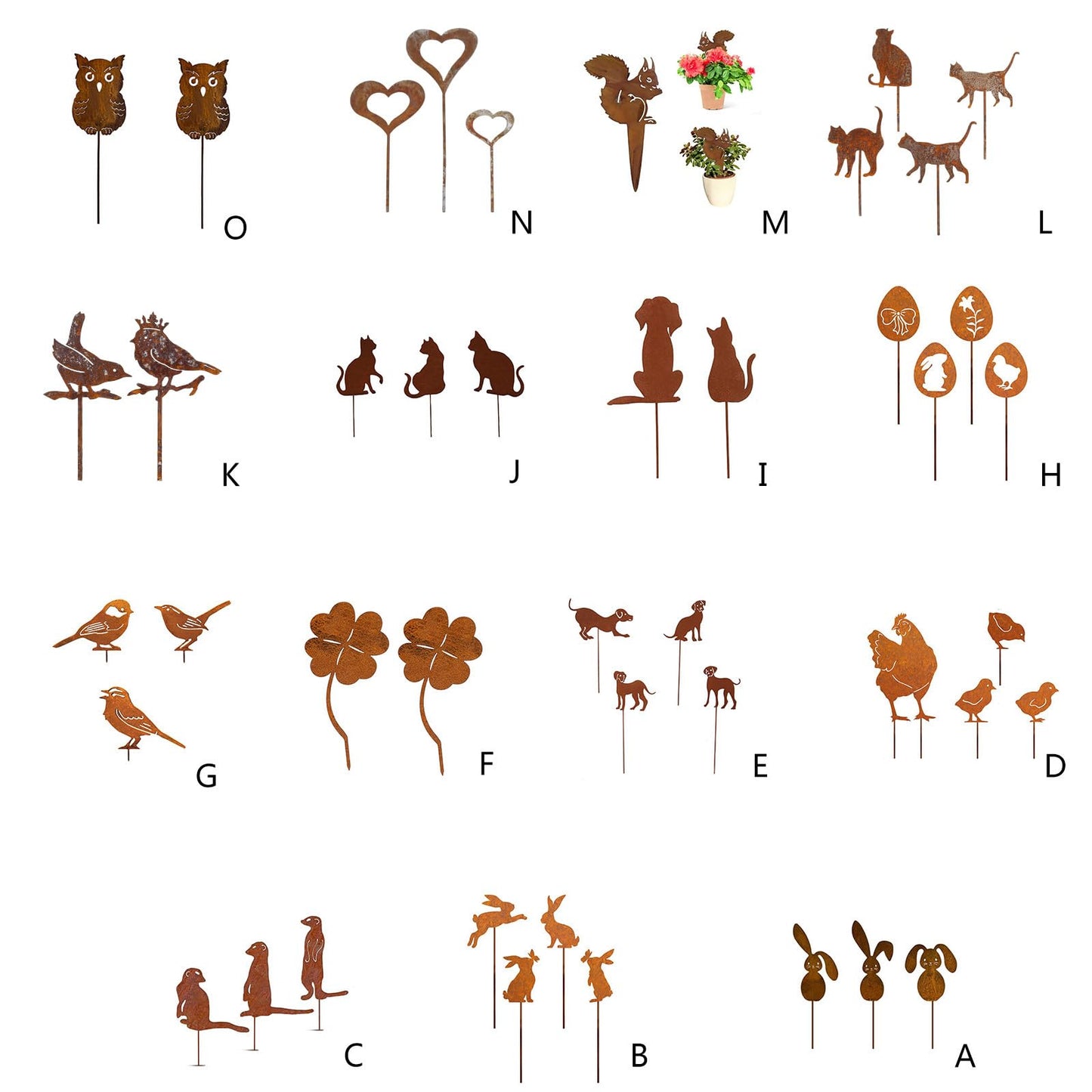 QWQJ Metal Animal Yard Decors Arden Art Rusted Animals or Outside Decorations Outdoor Decorative Stake Lawn Accessory
