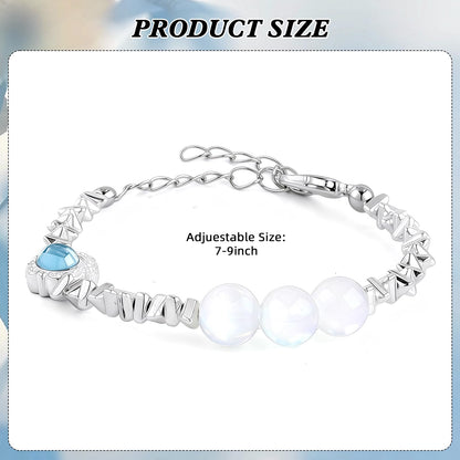 NINATY Beaded Bracelets for Women Dainty White Moonstone Bracelet Adjustable Crushed Silver Bead Bracelet Stretch Trendy Handmade Elastic Bracelets Statement Jewelry Gifts for Christmas Birthday Party
