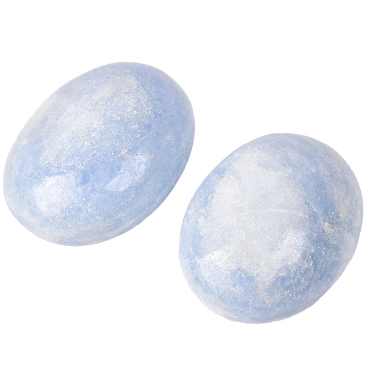 JIC Gem 2 Pcs Blue Celestite Palm Stones Pocket Worry Stones Polished Crystal Healing Irregular Gemstone Chakra Reiki 2 Inch