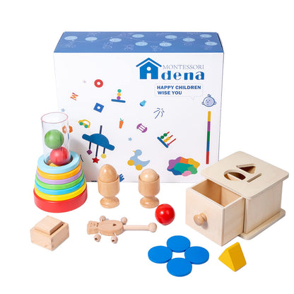 Adena Montessori Toys Play Kit for 0-15 Months Baby Interactive Toys Baby Brain Development Toys (Play Kit for 9-15 Months)