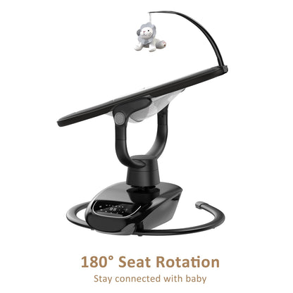 Angelbliss Baby Swing with Custom Motion, 3D-Motion Electric Swing with 6 Unique Motions & 4-Speeds, Bluetooth Enabled, 13 Preset Lullabies (Black)