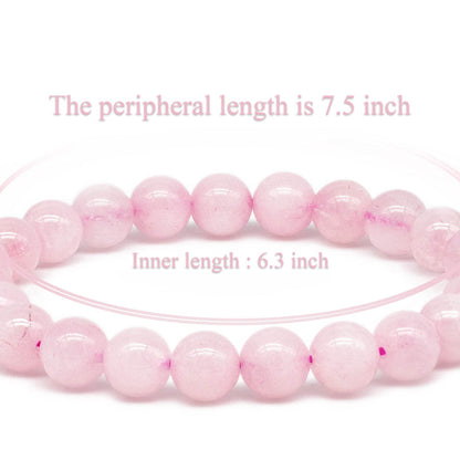 DAZCOLO 8mm Natural Gemstone Stretch Bracelet, Handmade Unisex Crystal Bracelets for Meditation, Yoga, Spiritual Healing & Positive Energy (Rose Quartz)