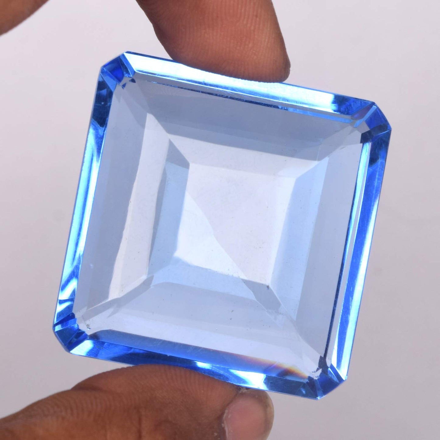 GEMHUB 123.35 Ct Brazilian Blue Topaz Square Shape Blue Topaz, Blue Topaz Loose Gemstone for Jewlery Making