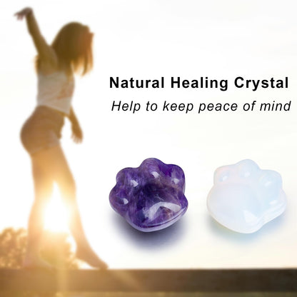 Cat Amethyst Crystals and Healing Stones, Natural Stone for Anxiety Relief, Emotional Balance & Positive Energy, Worry Stones for Stress Relief, Unique Gift for Crystal Cat Lovers Women Men (Amethyst)
