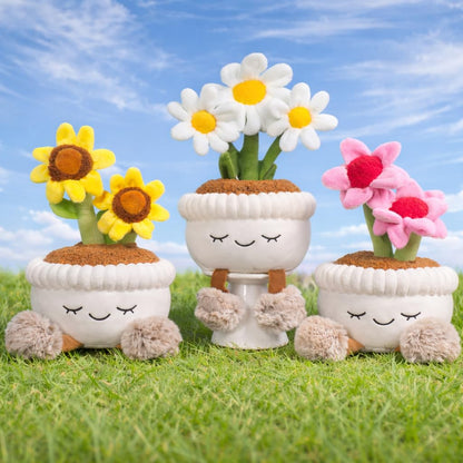 Large Plush Plants in Pots – Flower, Cactus & Succulent Plush Stuffed Plants, Flower Pot Plush Bouquet Decor, Cute Desk & Nursery Room Decor Gift (Pink Echinacea)