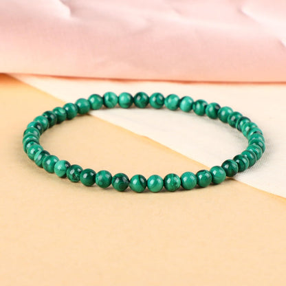 LPBeads Handmade Natural Gemstone Stretch Elastic 4mm Malachite Bracelet Healing Crystal Round Stone Beads Jewelry Gifts for Women Men