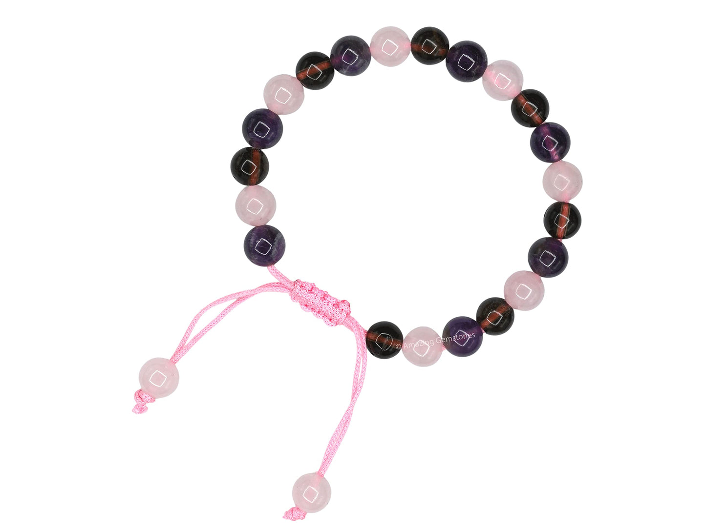 Amazing Gemstone Bracelet for Sleep Manifestation - Rose Quartz Smoky Quartz Amethyst Bracelet Set - Healing Calming Anxiety Stress Relief Gifts Pulseras Para Hombres Mujer Stocking Stuffers