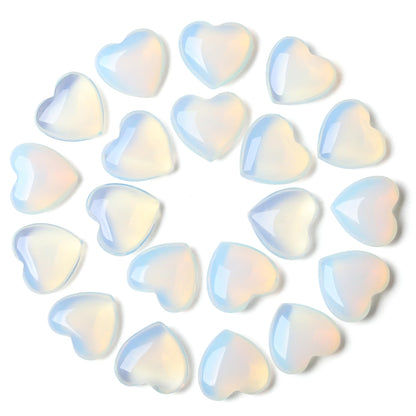 YATOJUZI 20PCS Opal Heart Healing Crystals Moonstone Crystal Set White Love Opal Stones Polished Stone Bulk Wholesale Mini Pocket Gemstones Reiki Energy Gifts for Women