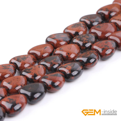 GEM-Inside 10mm Heart Charms Natural Coffee Brown Gold Swan Jasper Gemstone Stone Beads for Jewelry Making Full 15" Strand Power Energy Healing Chakra Stone Beads
