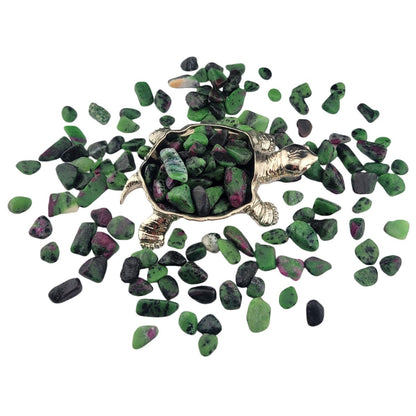 1,000 Carats Ruby in Zoisite Handpicked Tumbled Stones Crystals Chips Bulk Pocket Stones for Healing, Reiki, Meditation, Witchcraft and Home Decorations (Ruby in Zoisite)