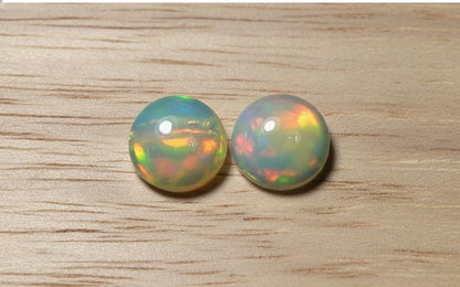 Myhealingworld Natural Ethiopian Opal 7mm round cabochon AAA quality loose calibrated gemstones for jewelry making round 7mm - 2 Stone