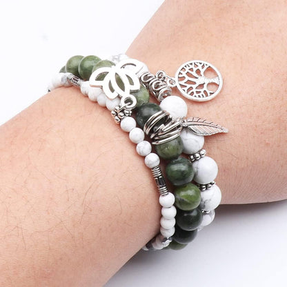 UEUC Tree of Life Yoga Healing Stone Bracelets,Multilayer Lotus Chakra Stone Reiki Bracelet Sets,Anxiety Crystal Natural Stone,for Women Stress Relief(#170)
