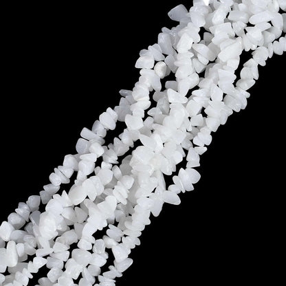 Natural Chip Stone Beads 450pcs White Jade Chips 5-8mm Genuine Real Irregular Healing Crystal Rocks Hole Drilled DIY Loose Gemstone Beads for Jewelry Making Bracelet Earrings Necklace Crafting