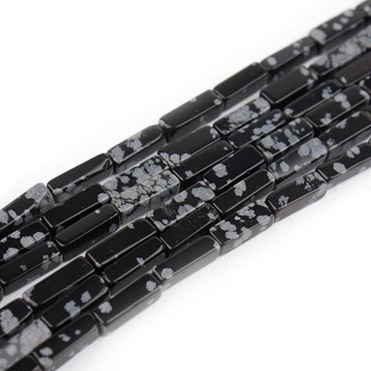 4x13mm Natural Stone Snowflake Rectangular Column Tube Cylinder Spacer Loose Beads Gemstone for DIY Bracelets Necklace Jewelry Making Strand 15 Inch (28-30pcs)